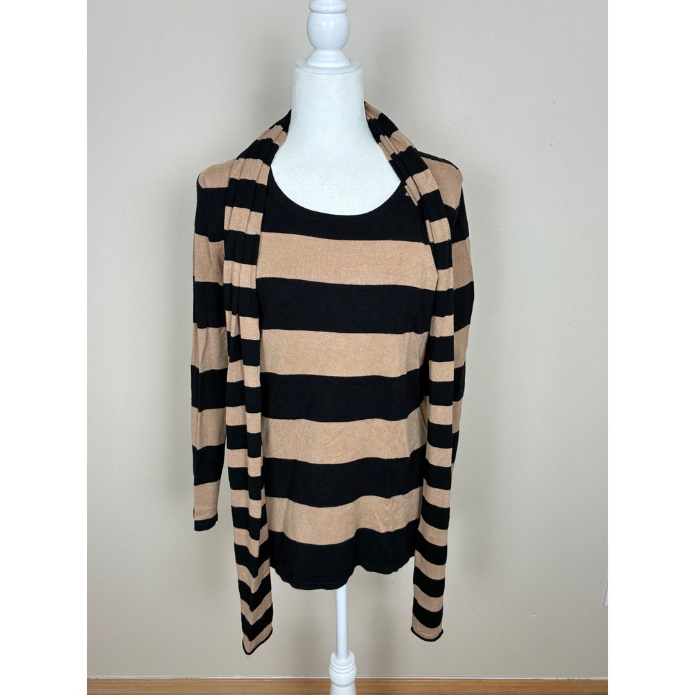 Cable and Gauge Black / Gold Sweater w/detachable Scarf Size‎ Medium